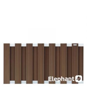 WPC-donkerbruin scherm Design recht met alu liggers 180x93cm
