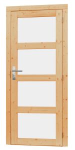 Vuren enkele 4-ruits glasdeur +kozijn RD 90x201cm onbe