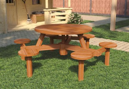 Hardhouten picknicktafel Rondo