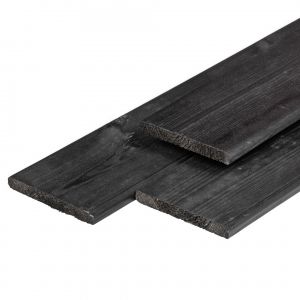 Plank Midden-Europees Grenen Zwart Gespoten 16x140m met ronde hoeken