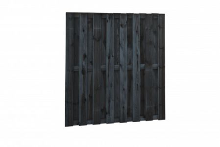 Grenen gesch tuinscherm 18-p15mm 180x180cm zwart gedompeld