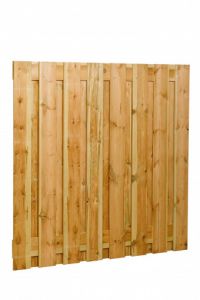Grenen Fijnbezaagd Plankenscherm 17-planks 17 mm 180x180cm v