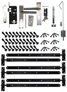 Beslagset zwart gecoat t.b.v opgeklampte deur XL dubbel