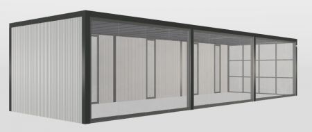 Hillhout plat dak allure overkapping 353x1033 wit/zwart