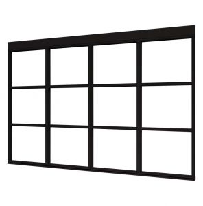Douglas steellook glaswand T 3480x2300+ stelkozijn zwart
