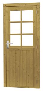 Vuren 6-ruits deur enk incl kozijn RD 90x201 groen gei