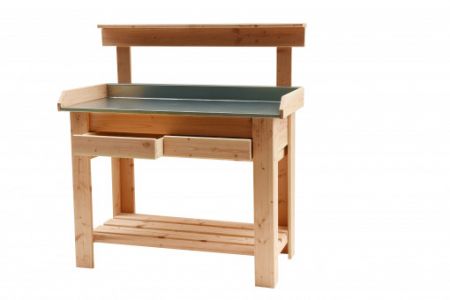 Tuinwerktafel douglas met verzinkt blad 109x110x48cm