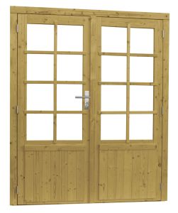 Vuren dub 8-ruits deur incl kozijn 168x201cm groen geimp