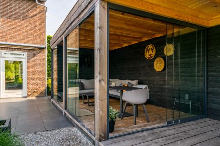 Glazen schuifwand | 2 sporig railsysteem | max. breedte 2045mm