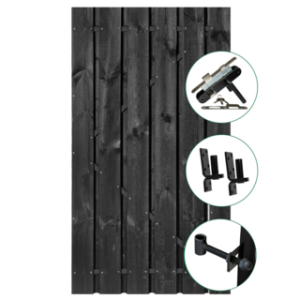 Tuindeur Privacy Luxe Grenen zwart gespoten 120cm