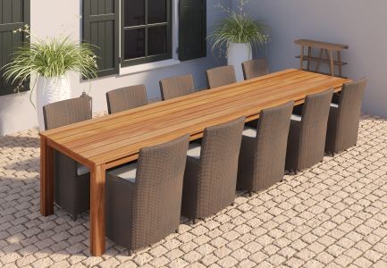 Tuintafel teak 400x100cm solide rustiek