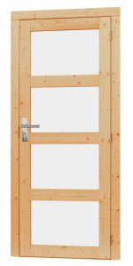 Vuren enkele 4-ruits deur +kozijn RD 90x201cm kleurloos geim