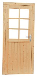 Vuren enkele 6-ruits deur +kozijn RD 90x201cm kleurloos geim