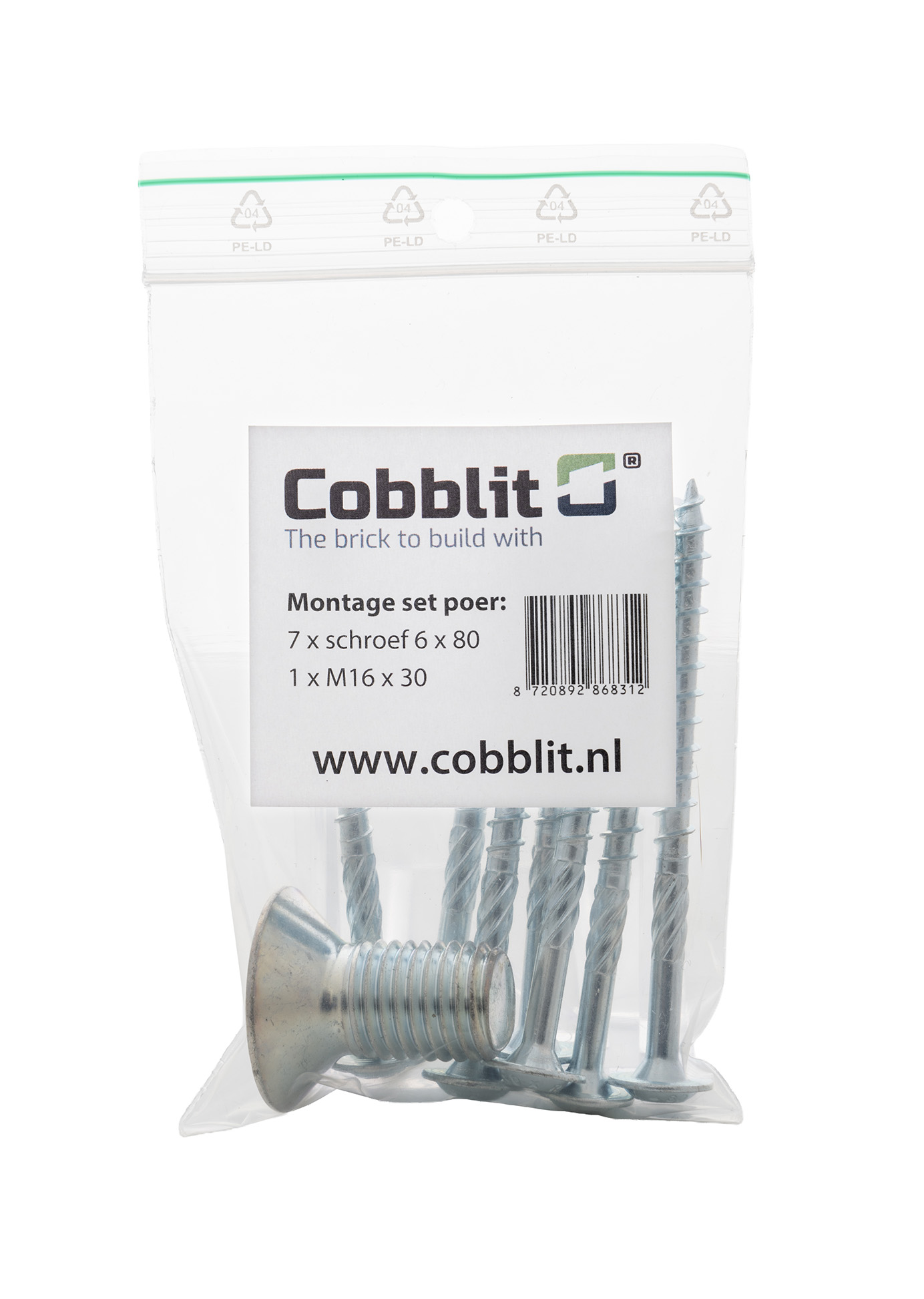 Cobblit bevestigingsset voor betonpoer en houten staander